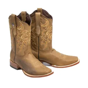 RANCHO SEMENTAL MEN’S Olbuck Sand Western Boots Whit Brown Top
