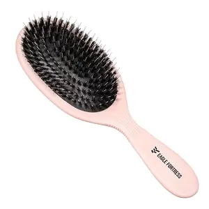 Boar Bristle Hair Brush for Mixed with Nylon Bristles,Ideal Detangling for Women, Men & Kids, Styling & Smoothing All Hair Types-Pink(Curly, Straight, Thick, Thin)