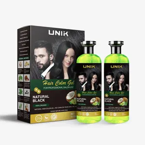 UNIK Professional Hair Color Gel - Dark Brown or Natural Black, 2x250ml Pack, Ammonia-Free, Safe & Effective Hair Dye for Men & Women