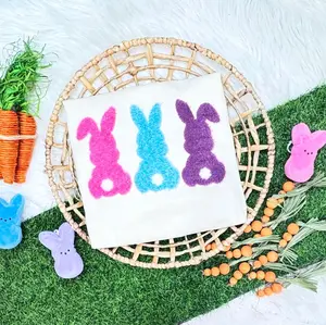 Triple Easter Bunny Fluffy Chenille Patch