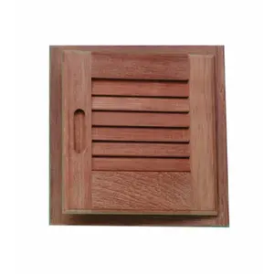212 MAIN Left-Hand Louvered Door & Frame, 12in.X12in, Smooth Finish, Solid Teak, Left-Hand Door