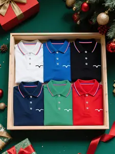 Men's New Polo Short Sleeve T-Shirt Set, Summer Fashion Print, Breathable Quick-Dry Sports Shirt, Knitted Polyester Fabric