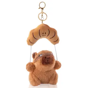 Cute Capybara Plush Keychain – Soft Kawaii Bag Charm, Funny Croissant Capybara Doll Keyring, Perfect Gift for Friends