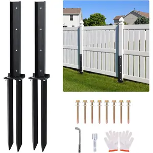 2-Pack Fence Post Repair Kit, 32in Heavy Duty Ground Spike Anchor for Wooden Post Repairing Tilted/Broken Posts