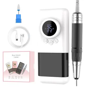 ISBESTON Portable Electric Nail Drill Machine with Integrated Drill Bits Organiser, Rechargeable Efile Nail Drill, Adjustable Speed Up to 35000RPM
