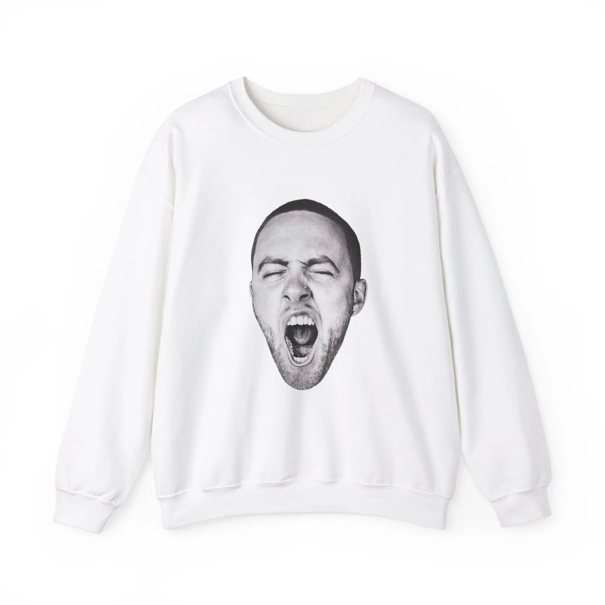 Mac Miller Yawning Sweatshirt, Unisex Crewneck Jumper, Rapper Music Fan Gift, Oversized Pullover, Comfortable Streetwear Top