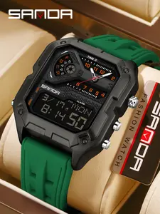 Three-D Temu Waterproof Sports Outdoor Watch, Three-Time Zone Alarm Youth Wristwatch, Multi-Window Trendy Electronic Watch, Sporty Waterproof Watch, Casual Trendy Wristwatch, Trendy Multifunctional Watch