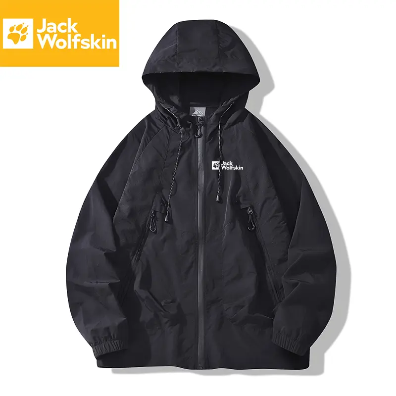 JACK WOLFSKIN Hooded Sun Protection Jacket - Full-Zip UPF Windbreaker in S, M, 2XL, 3XL, 4XL for Outdoor Sports, Hiking