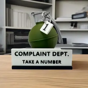 💣 Complaint Department Grenade - Funny Office Desk Accessories for Office Mischievous | Novelty Gifts for Colleagues and Bosses | Unique Office Decoration (Green) Desk Signs Ornament 💣