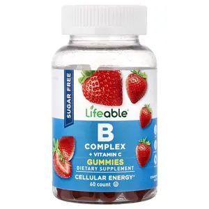 Lifeable B Complex + Vitamin C Gummies, Sugar Free, Strawberry, 60 Gummies