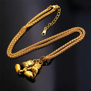 U7 Boxing Gloves Pendant Necklace Sport Chain Pendant Necklace