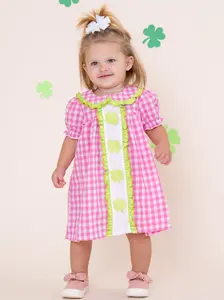Happy Lucky Shamrocks Embroidered Cotton Dress