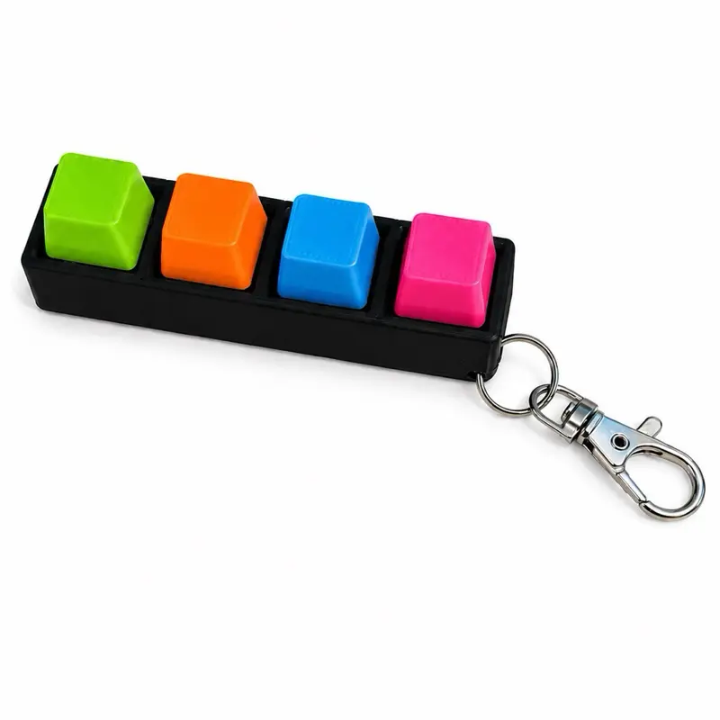 2-Pcs Keyboard Fidget Clicker Keychains, 4-Button ADHD Stress Relief Toys, Gifts for Adults to Alleviate Stress & Pass Time