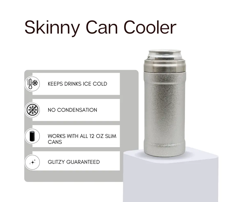 Chrome Ice Glitzy Skinny Can Cooler