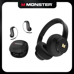 Monster Over-Ear Headphones & EarBuds Bluetooth Combo – Deep Bass, Clear Sound, Noise Cancelling Mic, Zero-Gravity Titanium Ear-Hook, Noise Isolation,Waterproof, 165H Playtime, Foldable Wireless Headset for Travel, Work - SummerWins - DealsForYouDays