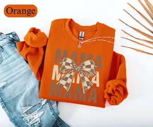 Coquette Mama Sweatshirt, Checkered Mama Sweatshirt, Retro Mama Shirt, Mama Sweater, Mothers Day Gift, Cute Mom Sweatshirt, Trendy Mom Shirt