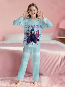 K-Pop Idol Group Pajama Set for Girls, 2-Piece Digital Print Long Sleeve Sleepwear, Comfortable and Soft Flame Retardant Fabric