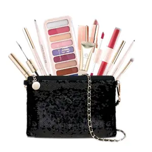 Makeup Kits, All In One Make up kit For Women Teens Girls Makeup with Sequin Bag Packed Individually 9 Colors Eyeshadow Liquid Blush Lip gloss Mascara -Orange Green