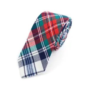 Men's Red Plaid Flannel 2.25" Cotton Slim Tie - MPPW1717