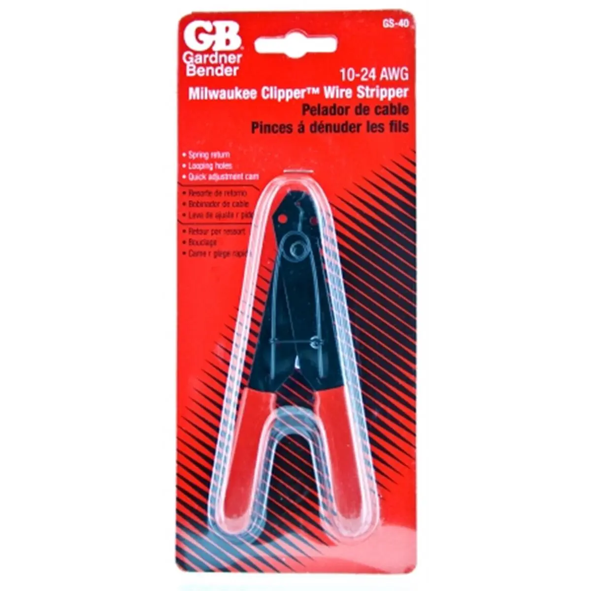 Gardner Bender GS-40 Adjustable Wire Stripper & Cutter Hand Tool - 5 inches Hardened Spring Steel Wirecutters, 10-24 AWG Capacity (Cuts and Strips 8 Wire Sizes), Spring Return with Lock for Cycling, Hand Tools, Cutting And Stripping Wire