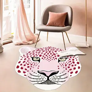 10mm Leopard Print Wildlife Look Plushies Bath Mat, 1000g/sq m Imitation Thick Fluffy Plush, Non-Slip Soft Floor Mat for Bedroom, Living Room