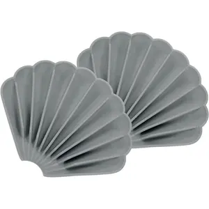 2Pcs Small Soap Dish, Silicone Bathroom Soap Holder Shell Shape Bar Soap Dish Self-Draining Soap Tray for Shower, Bathroom, Kitchen, Counter Top (Grey)