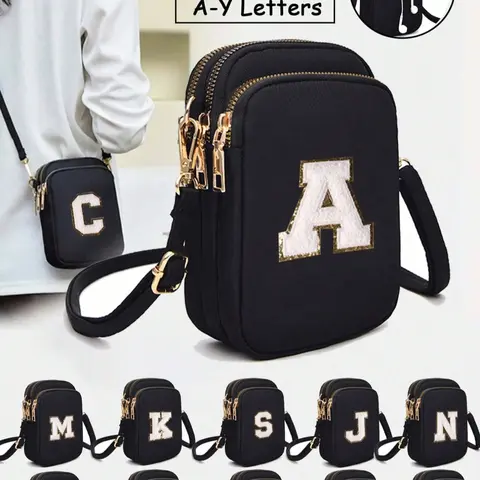 Casual Fashion Everyday Crossbody Bag, Letter A-Z Design, Mini Shoulder Bag with Phone Pocket, Large Capacity, Ideal Gift for Women and Girls, Casual Crossbody Bags