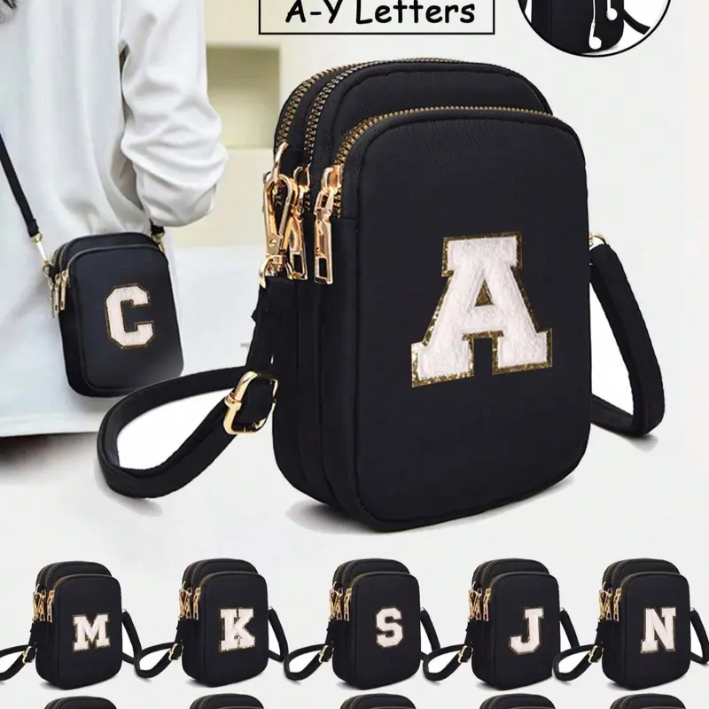 Casual Fashion Everyday Crossbody Bag, Letter A-Z Design, Mini Shoulder Bag with Phone Pocket, Large Capacity, Ideal Gift for Women and Girls, Casual Crossbody Bags
