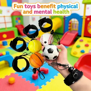 Wrist Band Rebound Ball With Adjustable String, Fun Rubber Wrist Exercise Ball For Kids, Interactive Play Toy For Hand-Eye Coordination And Motor Skill Improvement