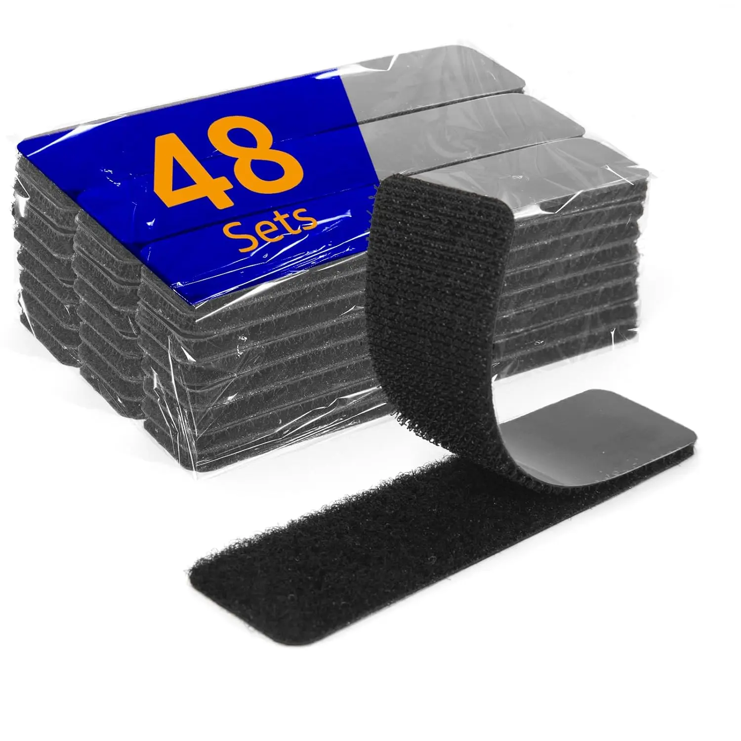 48 Sets 1 x 4 inch Adhesive Hook and Loop Fastener Strips, Heavy Duty,   Adhesive, Double-Sided Hook and Loop for School, Classroom, Office, and Home Use, Black