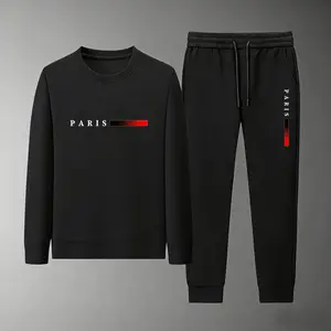 Minimalist Men's Daily Tracksuit -  Crew Neck Tee (Smooth Fabric) &  Jogger Pants with "PARIS" Detail
