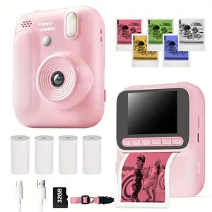New Children Instant Print Digital Camera, 1080P Video Resolution, Includes Color Paper, 32GB Memory Card & Reader, Ideal for Kids