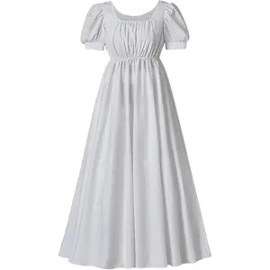 Renaissance Dress Women Puff Sleeve Ball Gown Dresses A Line Dresses 2025 High Waisted Elastic Dress Medieval Dress