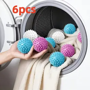 6 Reusable Laundry Balls Set, Hair Removal, Fabric Softening, Anti-Knot, Wrinkle Reduction, No Electricity, Washing Machine Accessories