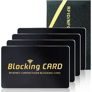 RFID Blocking Card,Contactless NFC Debit Credit Card Passport Protector, One Card Protects Entire Wallet/Purse for Men & Women,  Slim Design Perfectly Fits in Wallet/Purse (4Pack Black)