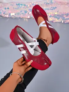 Women's Mary Jane Ballet Shoes, Fashion Retro Cross Strap Soft Sole, Comfortable Anti-Slip Casual Shoes, All Seasons, Daily Wear