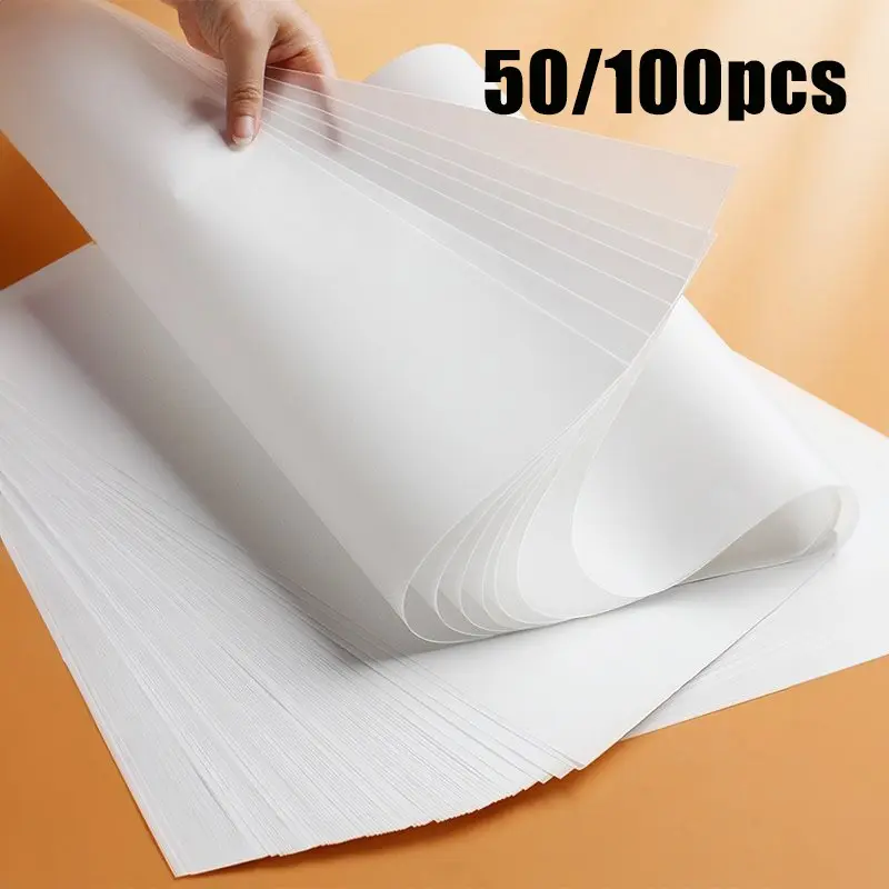 50/100 Sheets A4 Semi-Transparent 53g Sulphate Paper, Calligraphy Copy Paper, Blank Material Paper, DIY Sketching Paper, School Supplies Gift, Stationery Supplies, High Quality