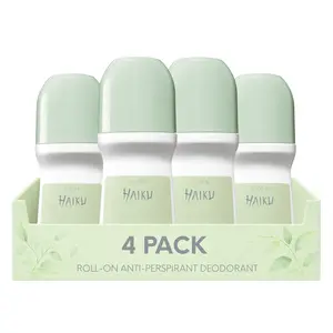 Haiku Roll-On Anti-Perspirant Deodorant for Women Pack of 4 (2.6 fl oz / 75ml Each) | 24-Hour Odor Protection | Japanese Yuzu & Muguet
