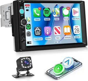 Single Din 7'' Car Stereo Wireless Carplay Touch Screen with Android Auto YouTube Video Bluetooth Mirror Link FM/EQ USB/AUX/TF/SWC/MIC Car Audio Receiver Backup Camera