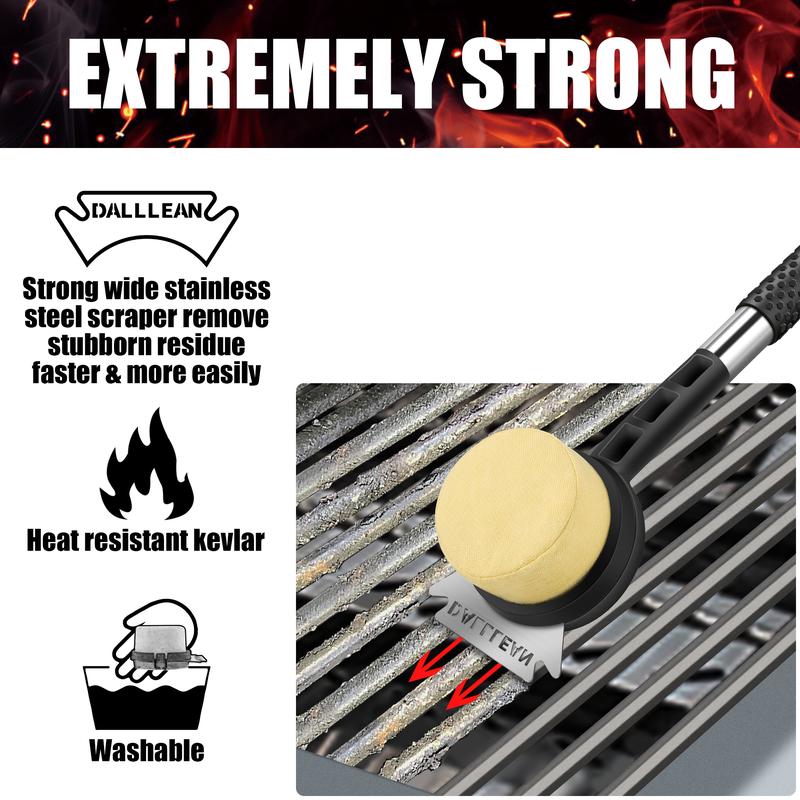 BBQ Grill Brush Bristle Free for Outdoor Grill, Grill Accessories with Sponge Replaceable Grill Brush Head, Steam Grate Cleaner,BBQ Cleaning Brush,Grill Brush Set, Bristle Free Grill Brush and Scraper Utensils