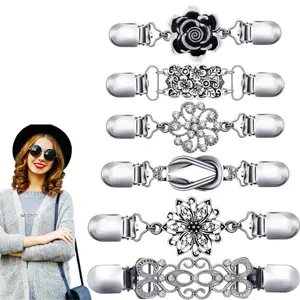 6pcs Retro Shirt Skirt Cardigan Women's Waist Clip Sweater Shawl Brooch and Jacket Clip Adjustable Female Sweater Cardigan Shawl Clip Easy To Use Silvery Gray plus Size Spring Clothes for Women