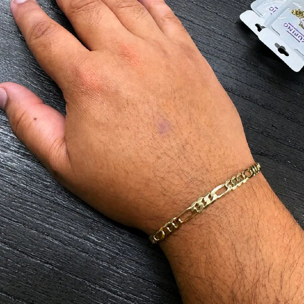 7.5” Laminated Gold Figaro Bracelet