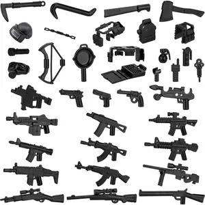 38 Pcs WW2 Military Weapons Pack Soldier Style Weapon Accessories Army Gun Sets Toys Compatible with Classic Building Blocks for Children Aged 6 to 15 Years