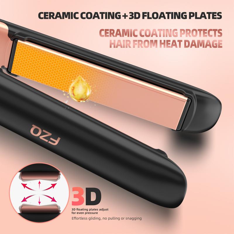 FZQ 20M Negative Ion Care,Hair Straightener & Curling Iron 2 in 1,3D Floating Ceramic Glaze & Precise LCD Temperature Control, 310°F-460°F For Different Hair Types,100v-240v Universal Voltage Curler Comfort Curly