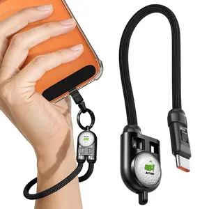 Arttodo Wearable Data Cable Lanyard, Fast Charging 240W USB-C to USB-C Data Phone Lanyard, Golf Themed Phone Wrist Strap, Phone Strap with Metal Buckle, for All USB-C Devices, Gift for Golfer,0.98 ft