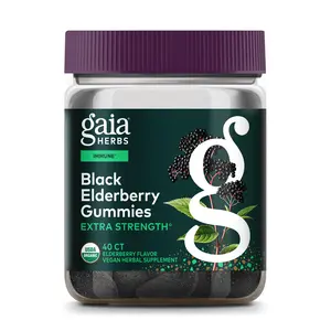 Gaia Herbs Black Elderberry (Sambucus nigra) Extra Strength Gummies - Delicious Immune Support Supplement* - Certified Organic Black Elderberries for Immune System Support