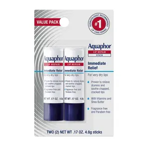 Aquaphor Lip Repair Stick Moisturizing Lip Balm for Dry & Chapped Lips 0.17 Oz Pack of 2 Fragrance Free Hydrate & Moisture