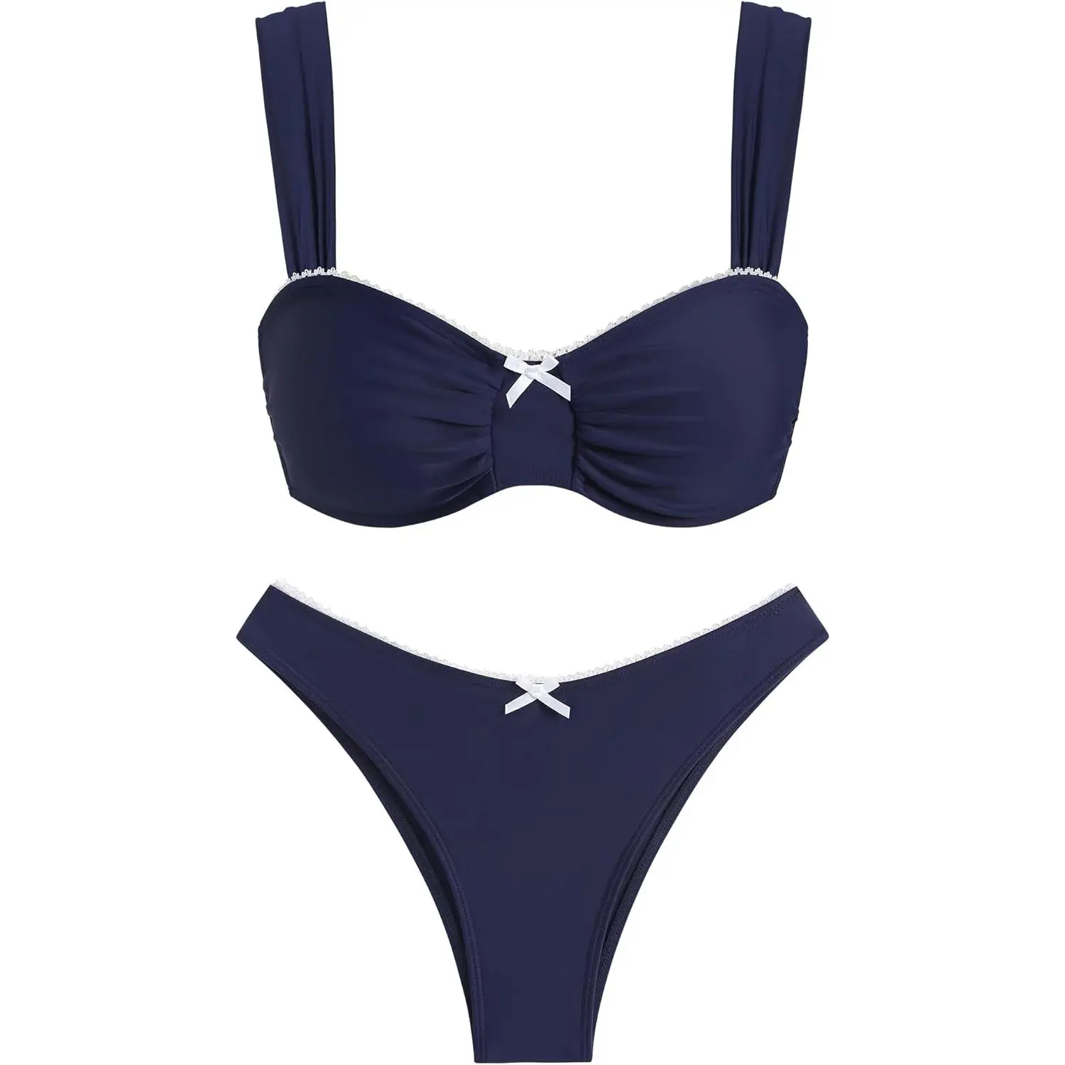 Knotted Beau Bikini for Women Strapless Swimsuits High Cut Bathing Suit Sexy Cheeky Tie Side Swimwears