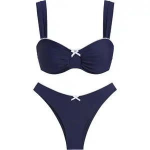 Knotted Beau Bikini for Women Strapless Swimsuits High Cut Bathing Suit Sexy Cheeky Tie Side Swimwears