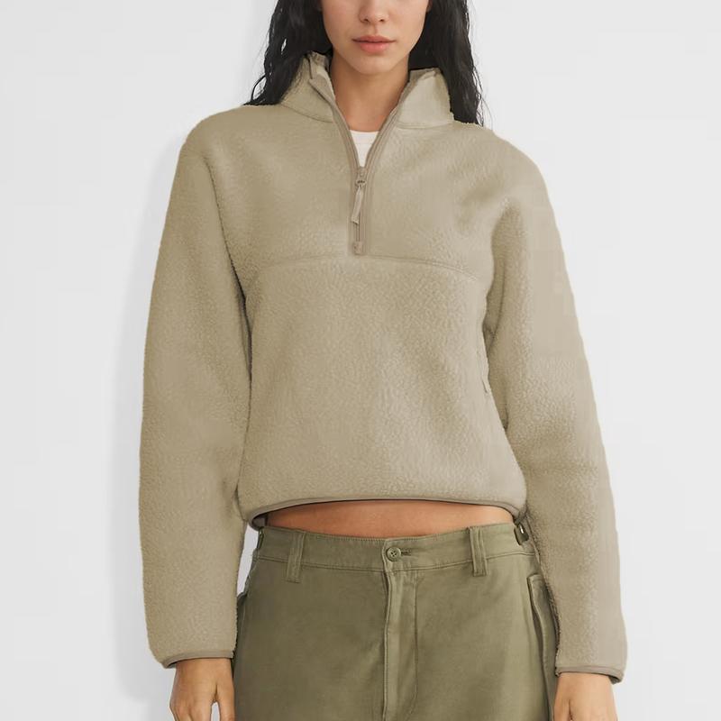 Hixiaohe Womens Sweatshirts Cropped Half Zip Fuzzy Warm Sherpa Pullover Varsity Jackets with Zipper Pockets TikTokShopBlackFriday Hixiaohe Womens Sweatshirts Cropped Half Zip Fuzzy Warm Sherpa Pullover Varsity Jackets with Zipper Pockets TikTokShopBlackFriday
